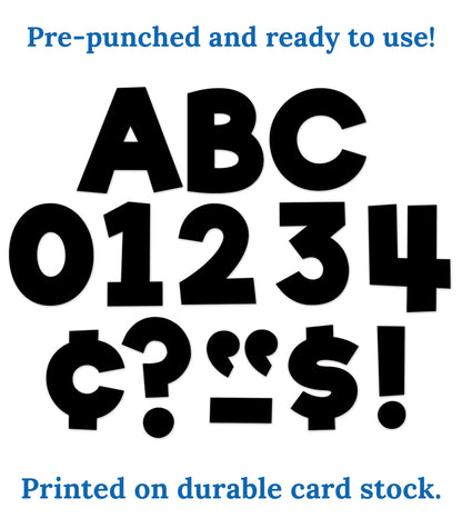 Carson Dellosa 219-Piece Black Cutout Letters, 4" Upper and Lowercase Alphabet, Numbers, Punctuation, and Symbols for Bulletin Board, Posterboard, Party, and Classroom Decor