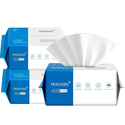 Disposable face towel, MIXUISEE thick and soft face towels, 100% cotton face