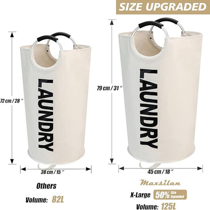 125L X-Large Laundry Basket, Freestanding Tall Clothes Hamper, Collapsible