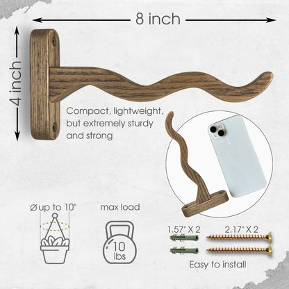EvenWood Wooden Wall Plant Hanger for Plants - Wood Indoor Plant Hook for Wall Plant, Wind Chimes, Flower Brackets - Durable Bracket Plant Hanger (KO3)