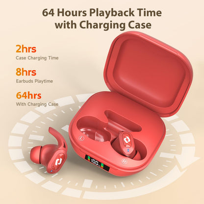 Wireless Ear buds Bluetooth Earbuds Wireless Charging Case Waterproof Headphones Built in Microphone Stereo Bass 64H Playback LED Power Display for iPhone Android Phones Computer Sports Gaming Workout