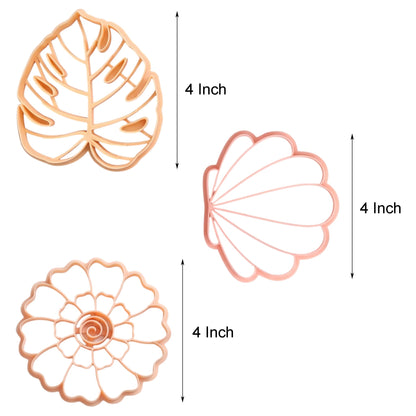 GOTO CLAY TOOLS Trinket Cutter Set for Polymer Clay Display & Jewelry Styling – Monstera, Shell & Flower Shapes | MOSHEFL-TRI