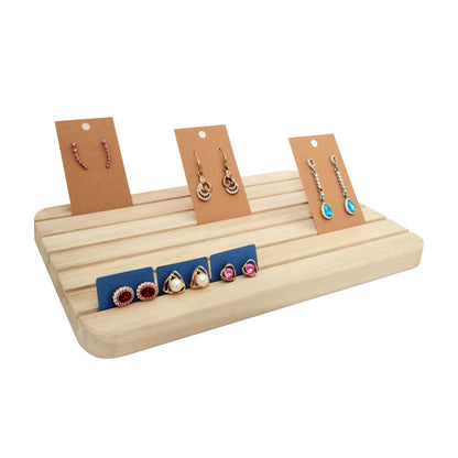 SCIKHEFT Natural Wood Business Card Holder Wooden Earring Display Stands Jewelry Retail Display for Selling Earring Showing Ring organizer