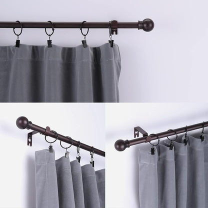 Thestoa Brown Curtain Rods for Windows 48 to 84-92 Inch, Stainless Steel Long Curtain Rods for Bedroom, Living Room, Kitchen, Farmhouse, Outdoor Brown