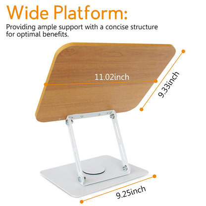 trophable Book Stand for Reading Cookbook Stand Book Holder with 360 Rotating Base Page Clips Book Display Stand for Recipe Sheet Music Laptop Drawing Tablet