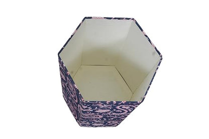 Generic 3.3 Gallon Cotton Hand Block Printed Paper Waste Basket |Small Decorative Trash Can for Housewarming Gifts in Living Room, Bedroom, Bathroom | Eco-Friendly, Plastic-Free (1, BLUE PINK MUKAT)