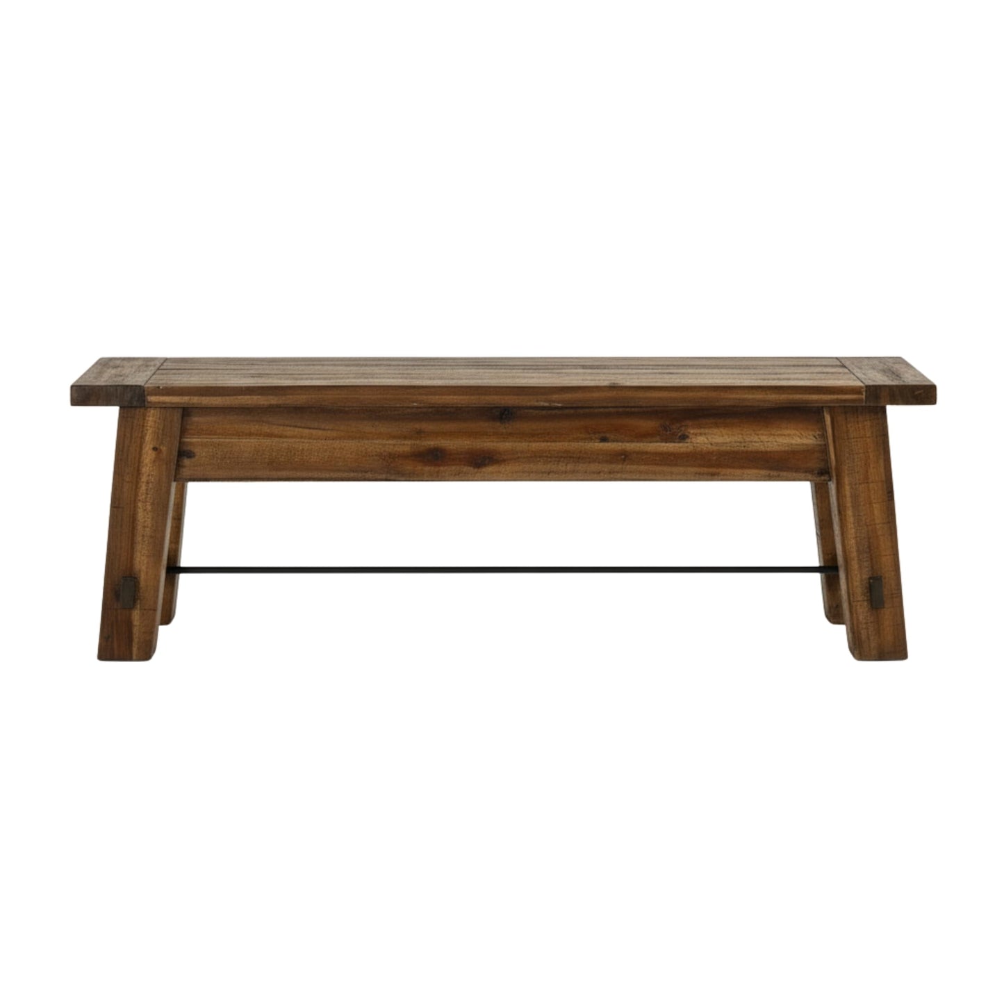 Alaterre Furniture Durango 60 Inch Solid Wood Entryway Organizer - Modern Farmhouse Bench with Metal Accent Bar for Entryway, Dining Room, Kitchen, or Bedroom (Natural)