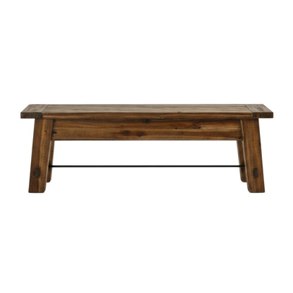 Alaterre Furniture Durango 60 Inch Solid Wood Entryway Organizer - Modern Farmhouse Bench with Metal Accent Bar for Entryway, Dining Room, Kitchen, or Bedroom (Natural)