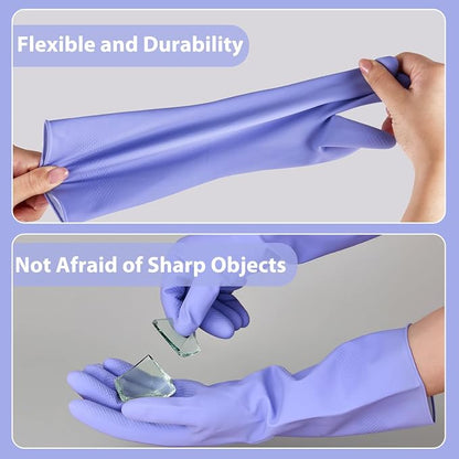 Rubber Kitchen Dishwashing Gloves - 4 Pairs Colorful Reusable Cleaning Gloves for Kitchen Washing Dishes and Household Cleaning(Small, Yellow+Blue)