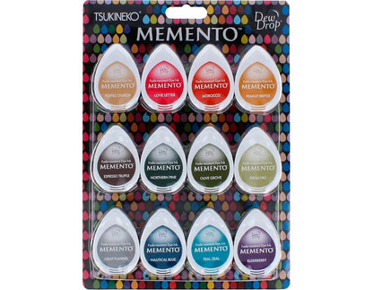 Tsukineko MD012300 Memento Dew Drops Fade Resistant 12-Piece Dye Inkpads Assortment, Snow Cones