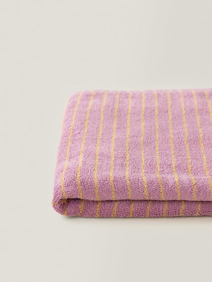 WENSHUO Bubble Purple Tulips-Striped Pure Cotton Bath Towel, 100% Combed Cotton