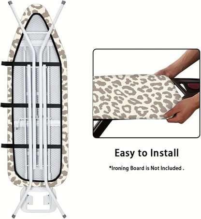 Nuxovilar Beige & Gray Leopard Print Pattern Ironing Board Cover, 15×54 inch