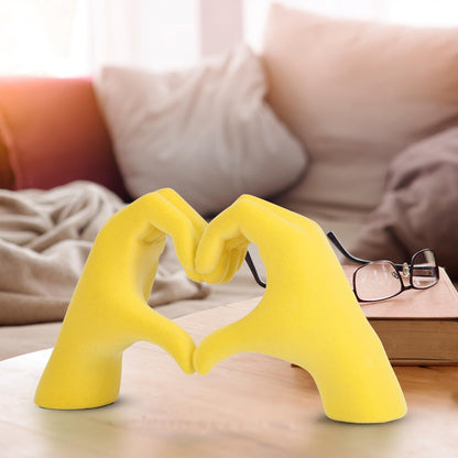 DOVDOV Yellow Heart Hand Sculpture, Heart Hand Statue Home Decor Aesthetics, Suitable for Bookshelf Console Table Office Entrance Decoration Bohemian Wedding Decoration and Small Ornaments.