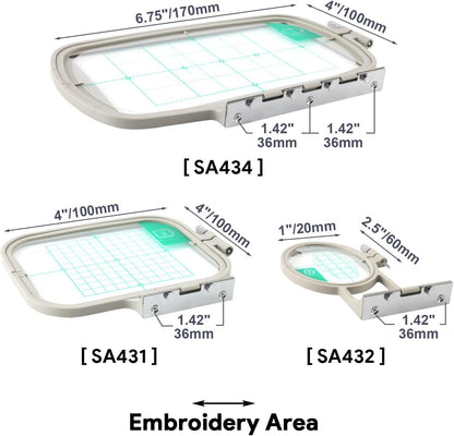 Maggiehoop Embroidery Hoops for Brother SE700 SE600 PE545 PE535 PE550D SE725 SE630 SE400 PE525 PE540D PE500 SE625 SE425 M380D LB5500 Innovis Babylock Brother Embroidery Machine Hoop (3in1-A Set)