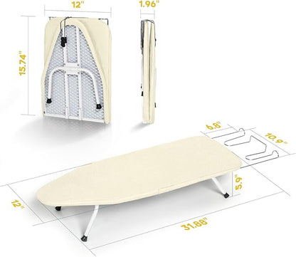 Metal Small Ironing Board Tabletop 31x12, RAINHOL Countertop Mini Iron Board