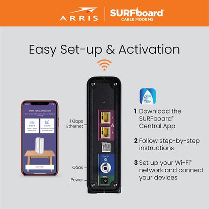 ARRIS (SBG10-RB) - Modem Router Combo - DOCSIS 3.0 16 x 4 Gigabit & AC1600 WiFi, [Check with your provider for compatibility]400 Mbps Max Internet Speeds - Renewed