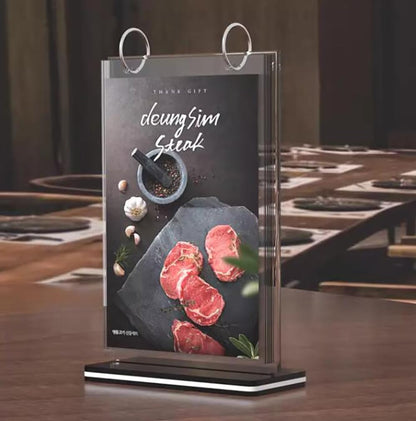 HENGSENLI A5 T-shaped multi-page flip acrylic sign holder, menu / photo / advertising / drink display stand