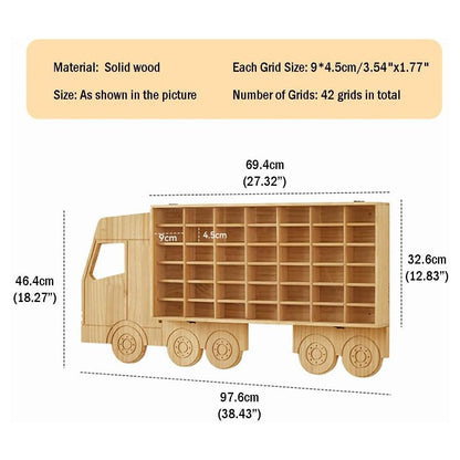 Wasaiggon Wood Toy Car Display Rack, Holds 42 Diecast Cars Model Car Display Case 1/64 Scale Toy Cars Organizer Freestanding or Wall-Mounted Toy Car Storage Cabinet