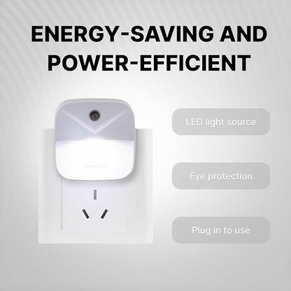Night Lights Plug into Wall, Automatic LED Night Light with Dusk to Dawn Sensor, Modern V-Groove Design Square Night Lite for Hallway, 0.4W Plug-in Night Lights, 4-Pack (White Light)
