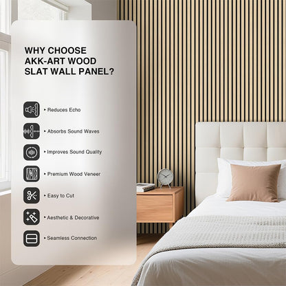 AKK-ART Wood Panels for Wall, Soundproof & Acoustic Wood Slat Wall Panel for Interior Decor, Sound Absorbing Panels for Office,Home Theater & Living Room(Oak#13,2 Pack-47.2"*23.6")