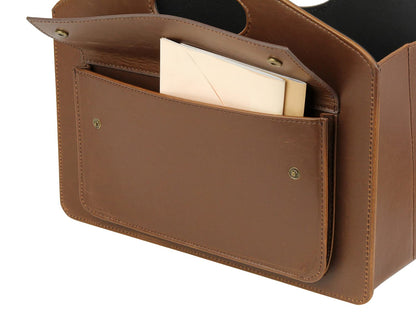 HofferRuffer Magazine Basket Holder, Foldable Magazine Rack, Document File Holder Organizer, File Folder, Newspaper Storage Bin Organizer for Home or Office (Brown)