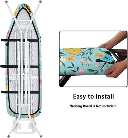 Floral Butterfly Ironing Board Cover and Pad 15x54 Inch, Iron Board Cover Large