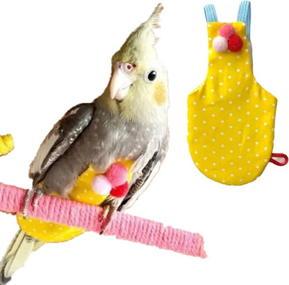 Bird Flight Suits Diapers, Parrot Flight Suits Diapers for Monk Parakeets, Cockatiels Flight Suits, Parrot Clothes, Bird Training Nappy Suit Liners Clothes (Yellow,Cockatiel)