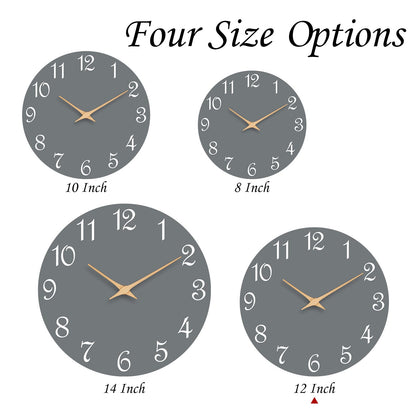 Roymnie Wall Clock 12 Inch, Modern Wall Clocks Battery Operated, Silent Non Ticking Clock Decorative for Living Room, Office, Bedroom, Home, School (Gray)