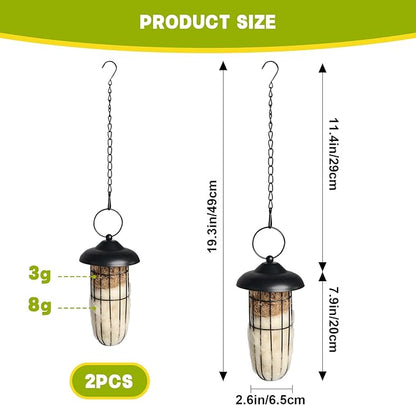 2PCS Bird Nesting Material, Refillable Hummingbird Nesters Metal Cage Holder with Wool Material for Wild Birds Nesting Station, Nest House for Bird Lover Gifts, Bird Watching Gifts for Outdoor Patio