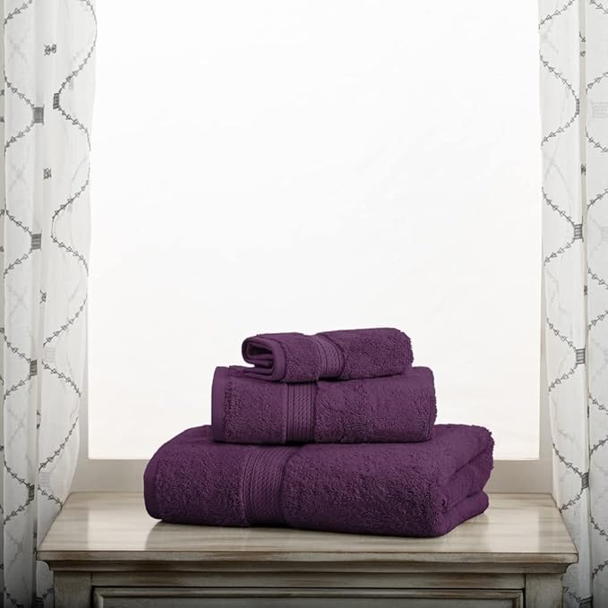 SUPERIOR Egyptian Cotton Pile 3 Piece Towel Set, Includes 1 Bath, 1 Hand