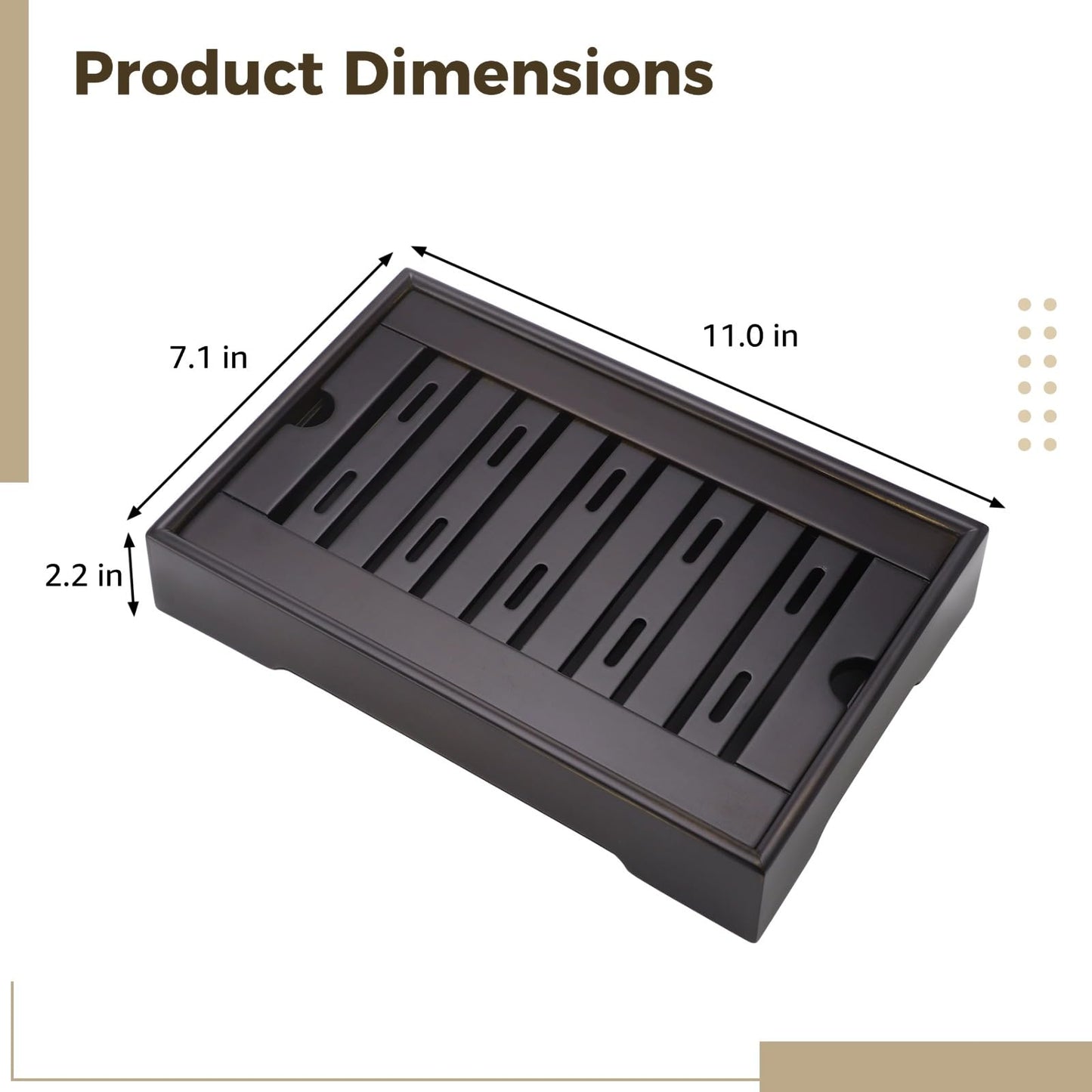Drainage Tea Serving Tray for Gongfu Tea Set, Wooden Drainage Serving Board for Teapot Cups, Small 11.0 x 7.1 x 2.2 in Kung Fu Tabletop Tray, Compact Ceremony Accessories for Home Brewing