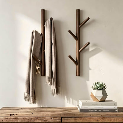VAWNKUKN Tree-Shaped Wall Mounted Coat Rack (2-Pack) Vertical Hat Rack for Wall, Space-Saving Coat Rack Wall Mount for Entryway, Bedroom, Clothes Rack Wall Mount (Dark Brown)