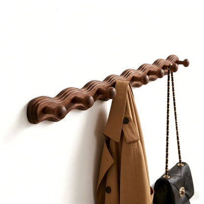 Wood Coat Rack Wall Mount -8 Pack Walnut Coat Hooks for Hanging Clothes,Keys, Robes,Purse,Towels,Bags,Backpack, Modern Decorative Wall hooks Heavy Duty Hanger Organizer for Bathroom,Entryway & Bedroom