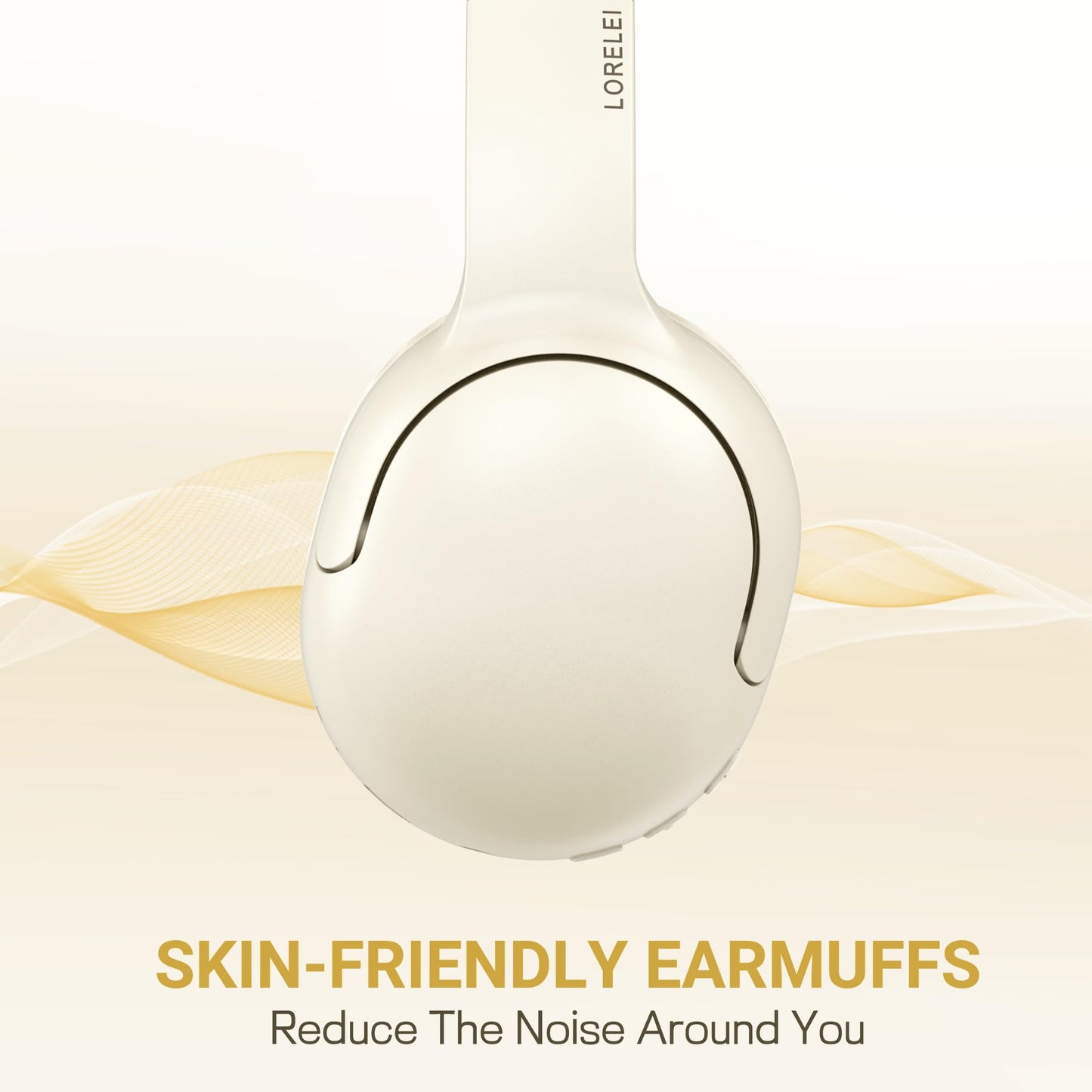 LORELEI B-E5 Kids Bluetooth Headphones, Wireless Headphones for Kids, Foldable 40H Playtime, Built-in mic, On Ear Headsets for Child/Teens/School/Tablet(Beige White)