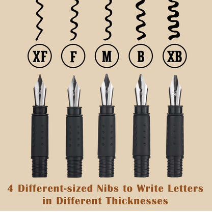 Falling in Art 34Pcs Calligraphy Pen Set, Calligraphy Kit with 5 Pen Nibs and 22 Assorted Ink Cartridges, Drawing and Calligraphy Practice For Beginners