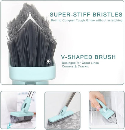 Affogato Floor Scrub Brush Bathroom Long Handle Bathtub Push Broom Shower Tile