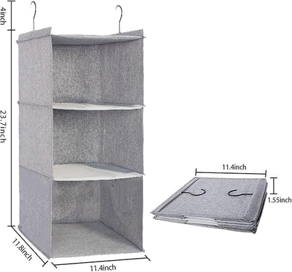 Hanging Closet Organizer, Easy Mount Collapsible 3-Shelf Camper Closet Wardrobe