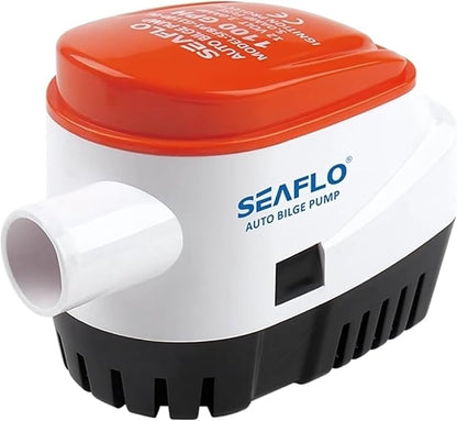 SEAFLO 06 Series Automatic Submersible Bilge Pump - 1100 GPH, 12V, 1-1/8"" Outlet, 4-Year Warranty! Built-In Float Switch, Snap-Off Strainer, Compact for Marine Boat Yacht, CE & Rohs Certified