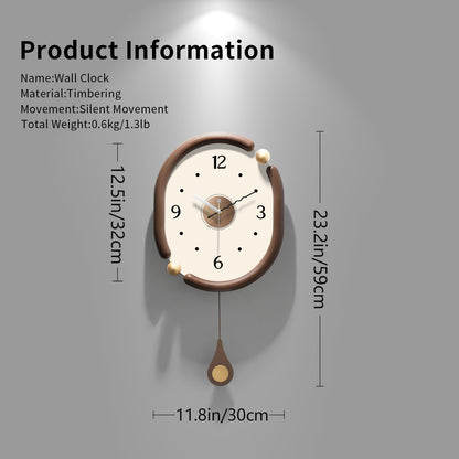 FIXNEO Wood Wall Clock Decorative for Living Room Decor 14 Inch Modern Design - Quiet Battery Operated Wall Clock Non Ticking Analog Quartz Movement, for Farmhous,Kitchen,Bedrooms