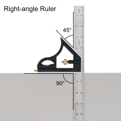 ChgImposs 12" Adjustable Sliding Combination Square Ruler & Protractor Level Measure Measuring Set, Inch/Metric