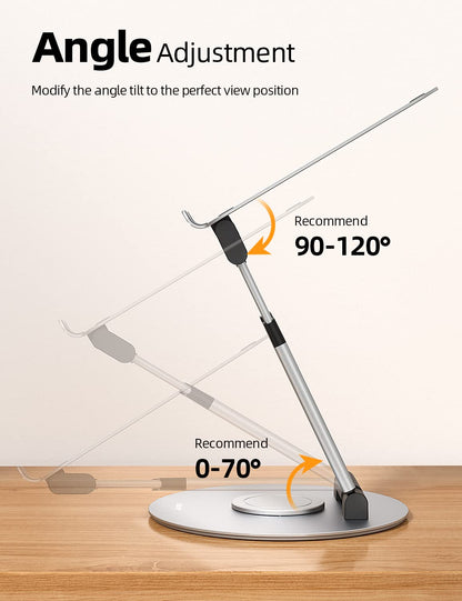 Nulaxy Telescopic 360 Rotating Laptop Stand for Desk Adjustable Height Swivel Pull Out Design Ergonomic Laptop Riser Fits All 10-17" Laptops Computer MacBook, Silver