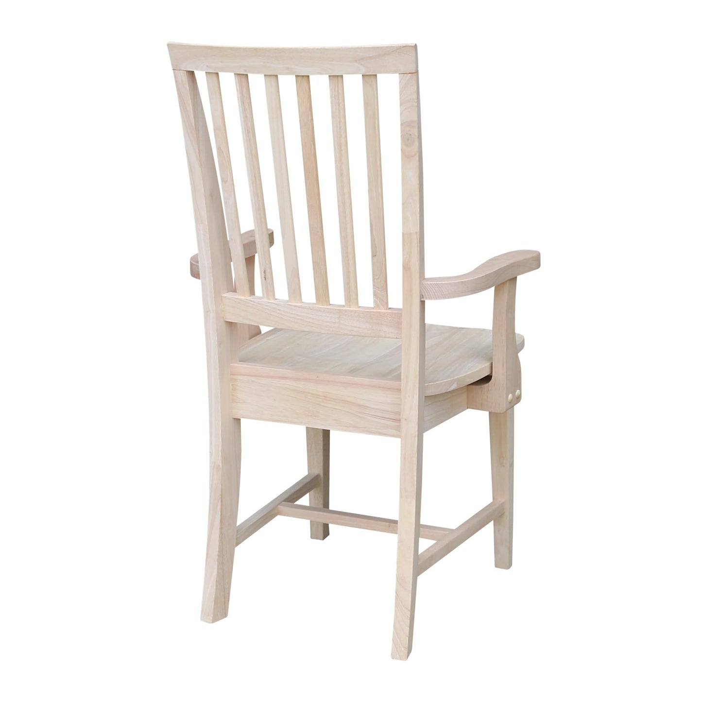International Concepts Mission Side Chair with Arms, Solid Parawood, Unfinished