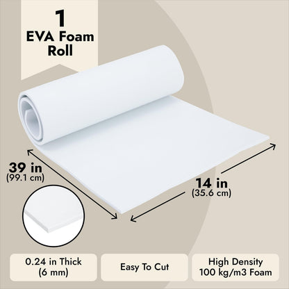 Bright Creations 6mm EVA Foam Sheets - 6mm, 14 x 39 in, White - High Density Craft Foam for Cosplay & DIY Supplies - Moldable Craft Sheets for Costume Making & Decoration