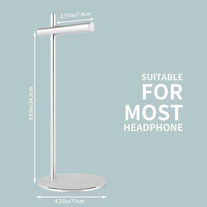 LinNature Aluminum Alloy Headphone Stand for Desk with Non-Slip Base - Universal Headset Stand Compatible with Over-Ear, On-Ear and Neckband Headphones (Silver)