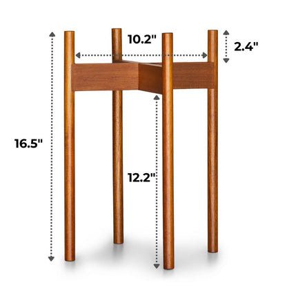 Fox & Fern Mid Century Tall Plant Stand — 10 Inch Fixed Size Raised Wooden Plant Stand for Indoor Planters (Not Included); Modern Flower Pot Holder with Plug In Design; Easy to Assemble - Acacia