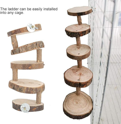 Wooden Hamster Ladder, 5 Layers Parrot Toy Climbing Stairs Pet Toys Perches Cage for Pet Playing Relaxing