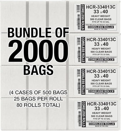Aluf Plastics High Density Trash Bags, 33 Gallon, 13 Micron,