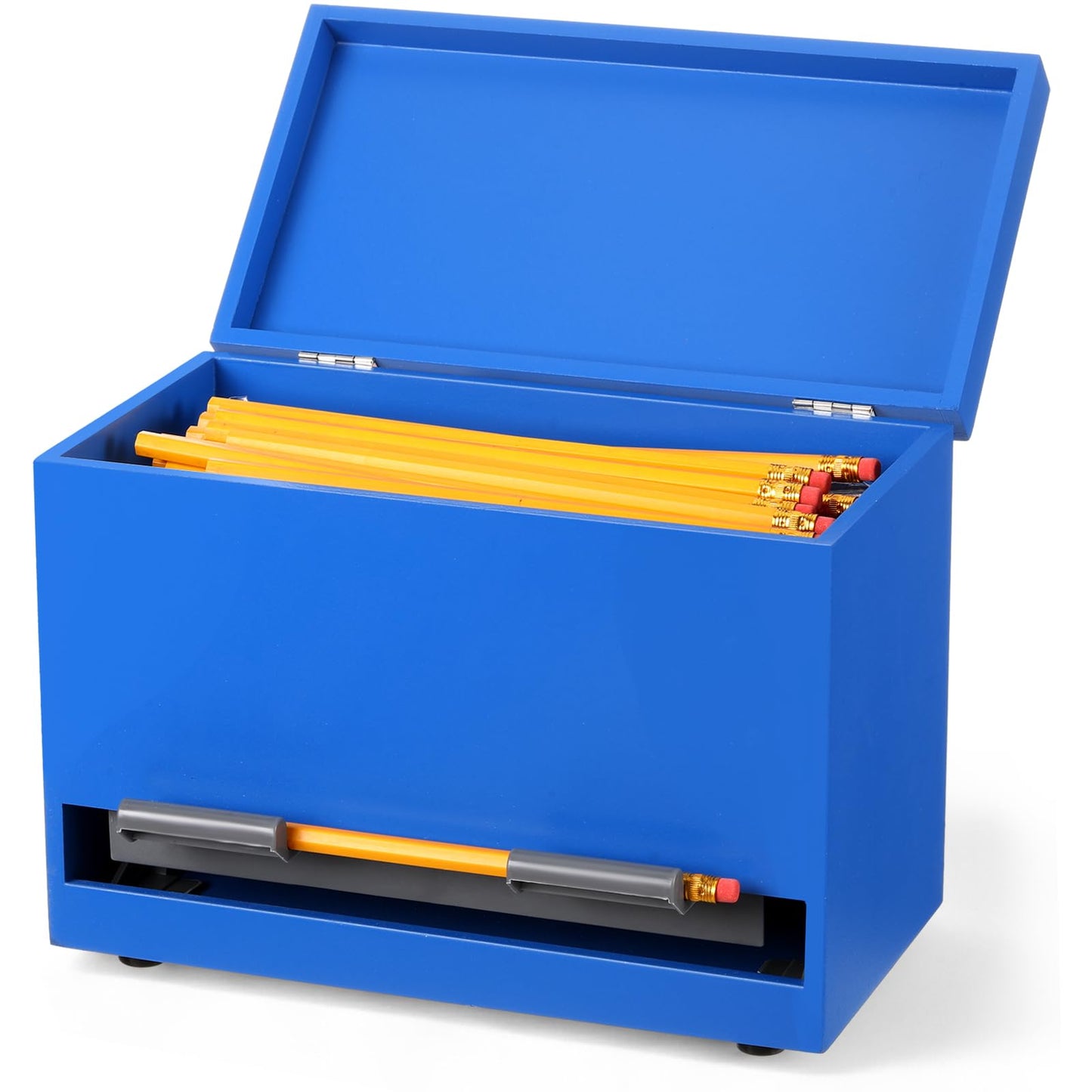Yalikop 1 Pc Wooden Pencil Dispenser for Classroom Pastel Wood Pencils Holder for up to 200 Pencils Reusable Straw Dispenser for Home Office Teachers Supplies Storage (Classic,Dark Blue)