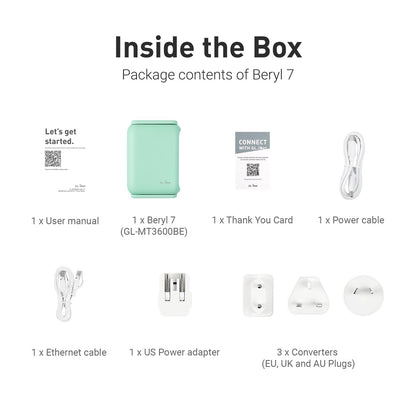 GL.iNet GL-MT3600BE (Beryl 7) Portable Travel Router, Pocket Wi-Fi 7 Wireless 2.5G Router, Mini Portable VPN Routers WiFi for Car, Travel, Public Computer Routers, Business, Mobile/RV/Cruise/Plane