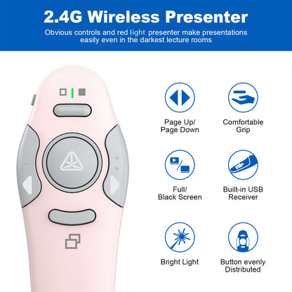 QUI Presenter Clicker Bundle | BK600 Slim-Shaped USB A Blue & BQ100 Remote-Shaped USB A Pink